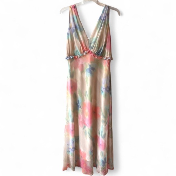 Taylor Dresses & Skirts - Taylor Maxi Dress Womens 12 Empire Waist Watercolor Tie Dye Lined Wedding